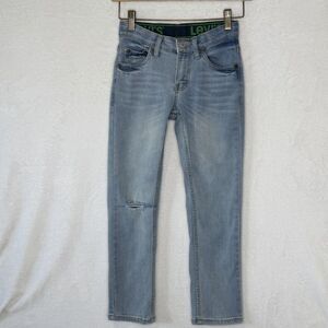Levis 511 Slim Jeans Boys Light Blue Denim Size 8 Adjustable Waist Distressed